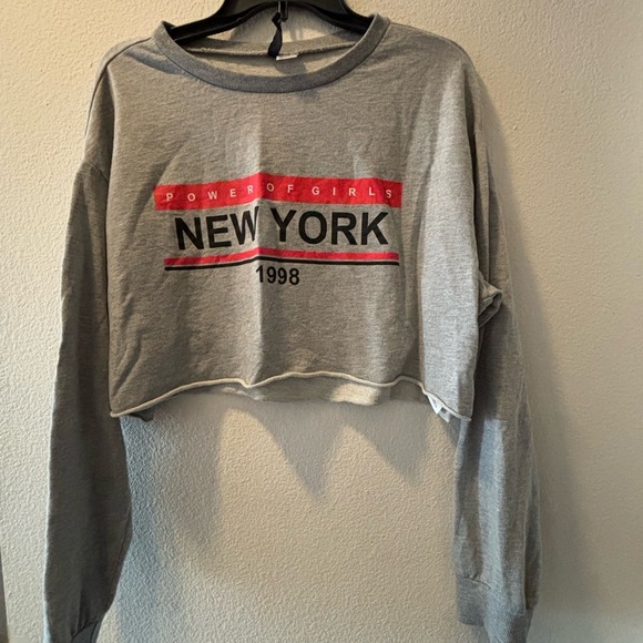 Divided Gray Crop Boxy Crew Neck Sweatshirt - Picture 2 of 4